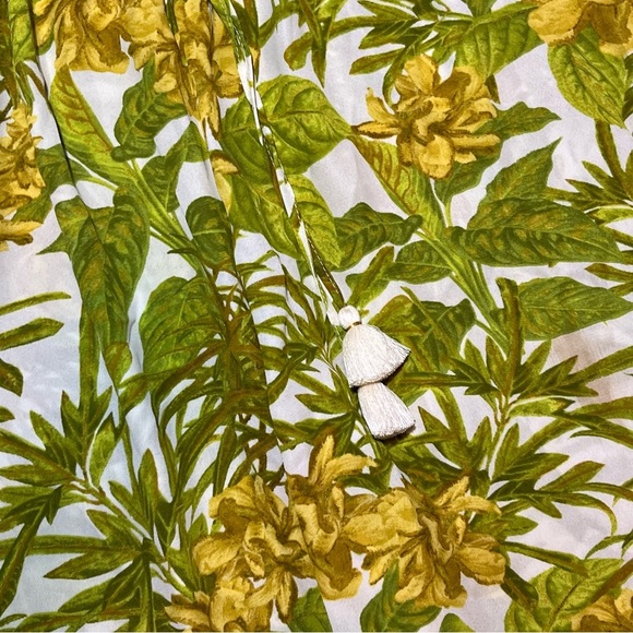 Rose & Olive Floral Sheer Wide Leg Pants Womens Size Medium Green Drawstring - Picture 8 of 11